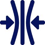 Icône avec des flèches bleues symbolisant la pression, renvoyant à la section « Nos applications » sur la compression hydraulique active séquentielle comme support aux processus de refroidissement et de chauffage, favorisant la récupération.