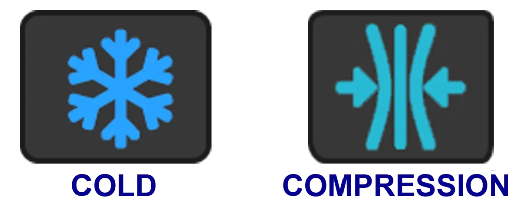 Different applications that we can perform with Therapy Care C: cold and compression to prevent injuries and accelerate recovery after physical exertion.
